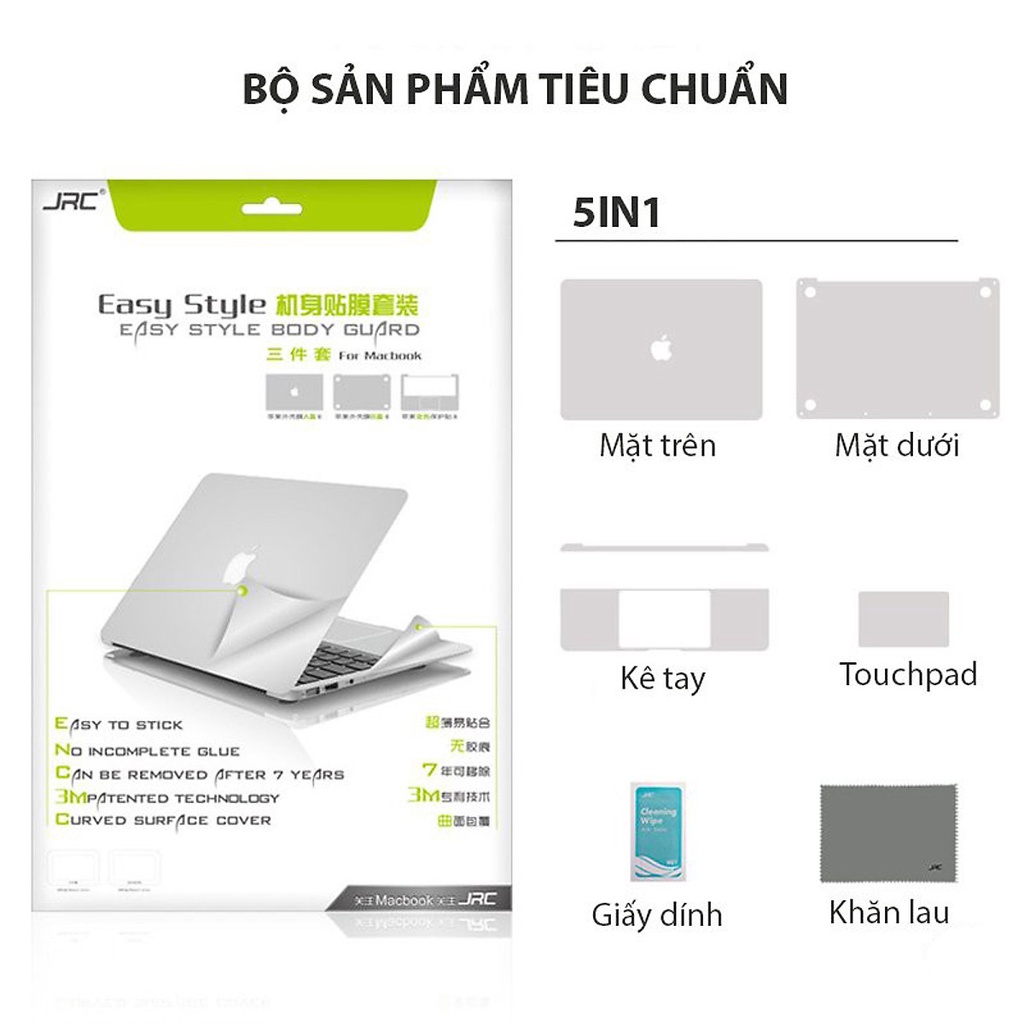 Bộ dán Full JRC 5in1 bảo vệ cho các dòng Macbook M1 2020 mới nhất