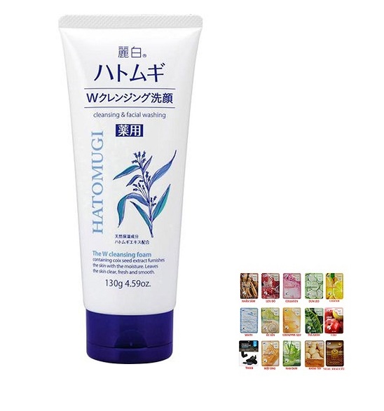 Sửa Rửa Mặt Ý Dĩ Hatomugi Naturie nội địa Nhật Bản 130g làm sạch nhờn, làm sáng da, mờ thâm mụn