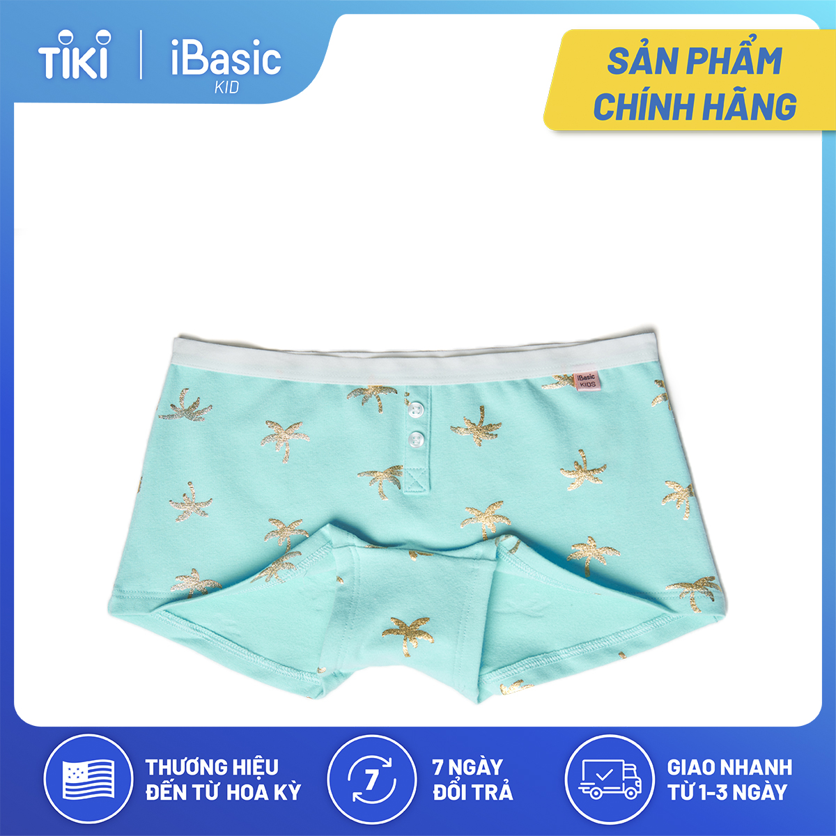 Combo 3 quần lót bé gái cotton boyshort hoạ tiết iBasic PANG014