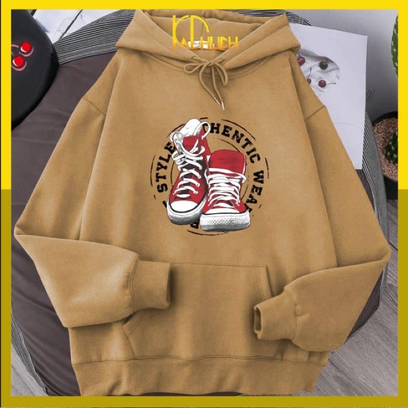 Áo hoodie in đôi giày vải nỉ unisex 12 màu lựa chọn