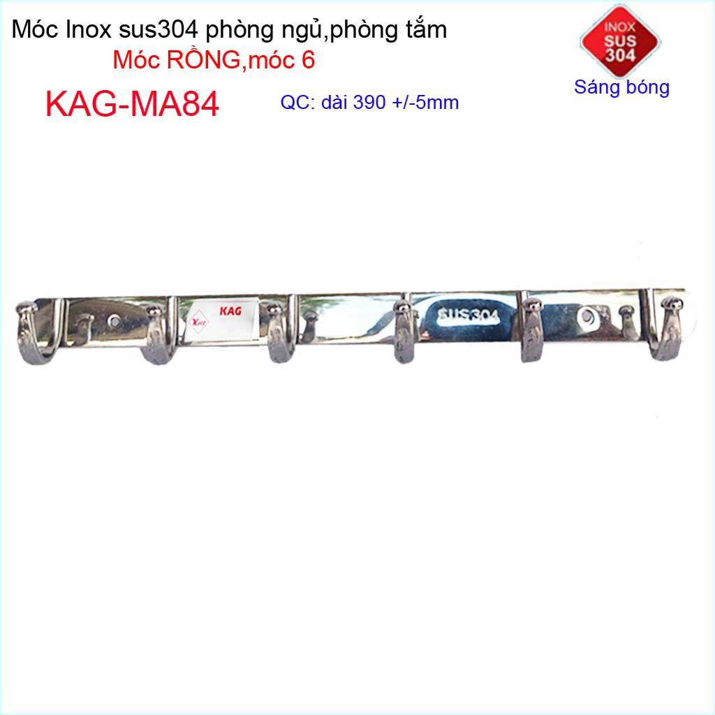 Móc rồng treo quần áo inox 304 cao cấp dày, móc 6 móc treo đồ nhà tắm KAG-MA84