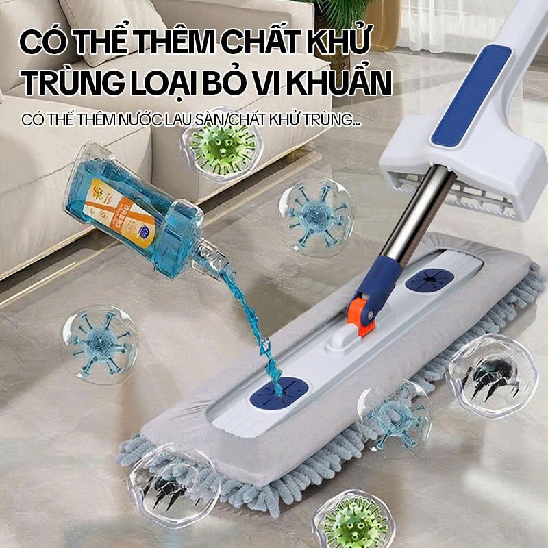 Cây Lau Nhà Tự Vắt, Chổi Lau Nhà Tự Vắt Thông Minh Xoay 360 Độ, Bông Lau San Hô