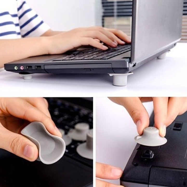 Set 4 nút kê chống nóng - tản nhiệt cho laptop , kéo dài tuổi thọ pin , chống trơn trượt , nhỏ gọn dễ mang theo