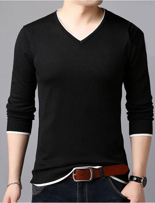 Áo len cổ tim dài tay nam thời trang Hàn Quốc SAL212 Đen