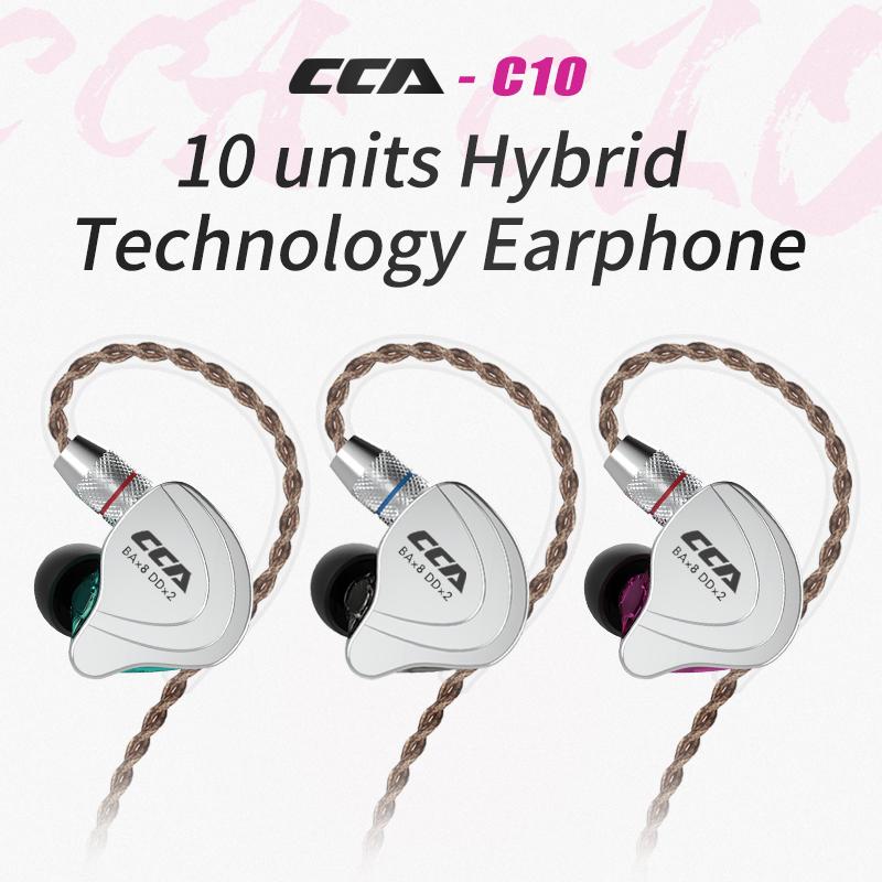 Tai nghe CCA C10 Công nghệ lai 4BA 1DD In Ear HiFi DJ Sport Nút tai có dây Tai nghe 10 Drive Unit Tai nghe khử tiếng ồn