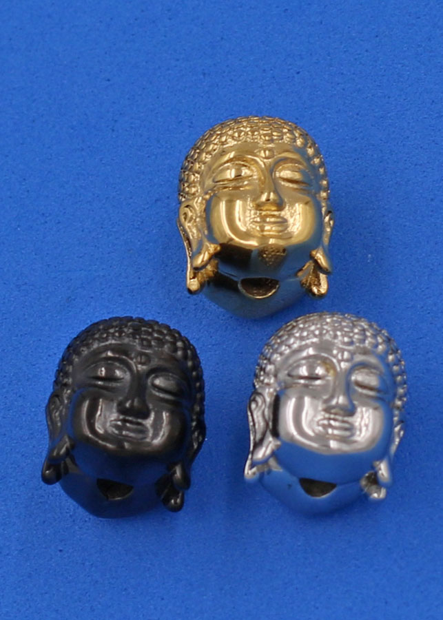 Vòng đeo tay Thạch Anh Đen Phật chú 14 ly cẩn hạt Phật A Di Đà inox bạc VTAEPVNLT14
