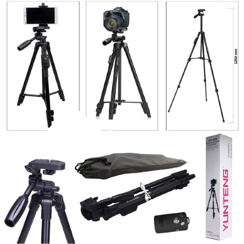 Tripod, giá đỡ điện thoại, gậy chụp ảnh hình 3 chân selfie livestream YUNTENG 5208  có remote - Hàng chính hãng