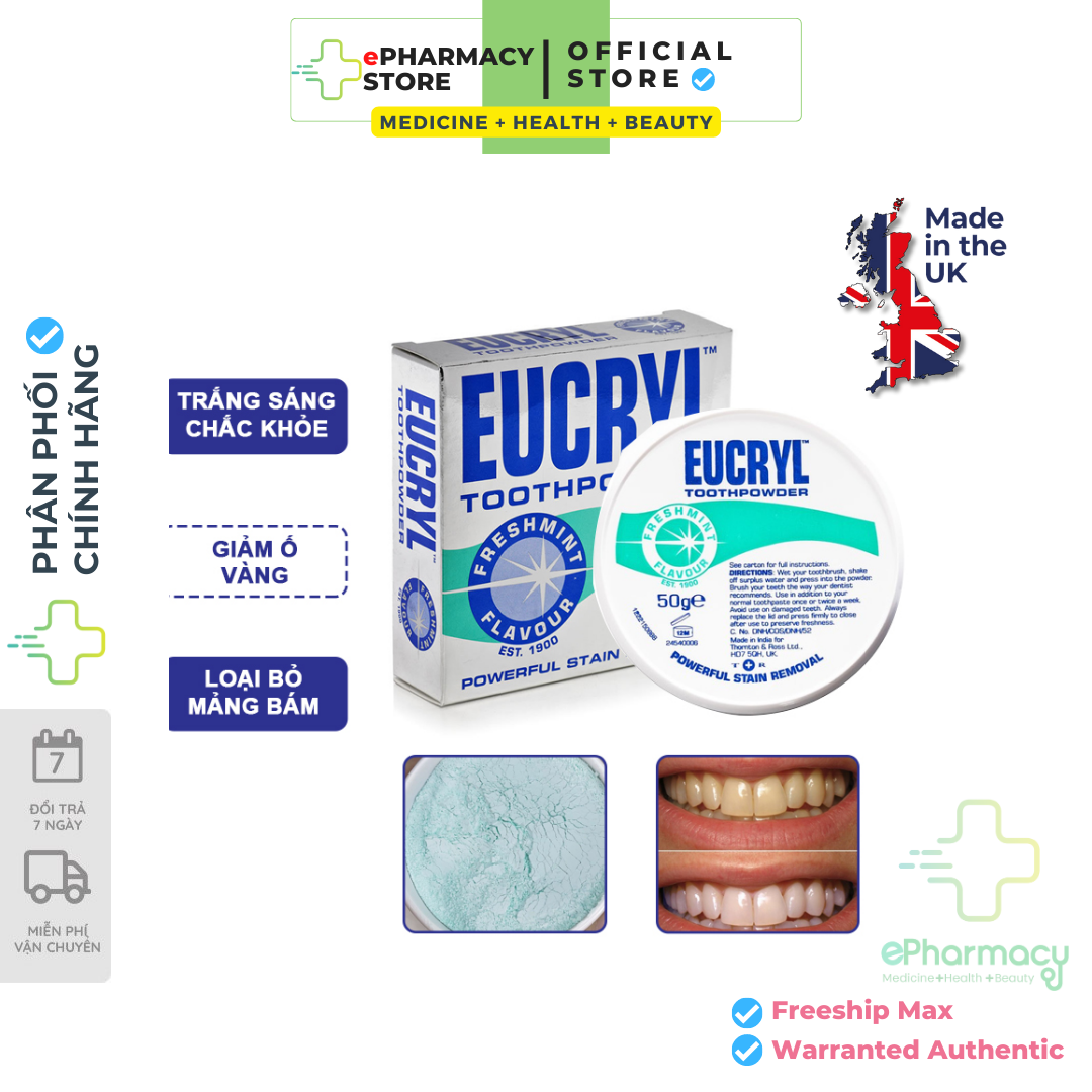 Eucryl Làm Trắng Răng - Bột Tẩy Trắng Răng Eucryl Powerful Stain Removal Toothpowder 50g