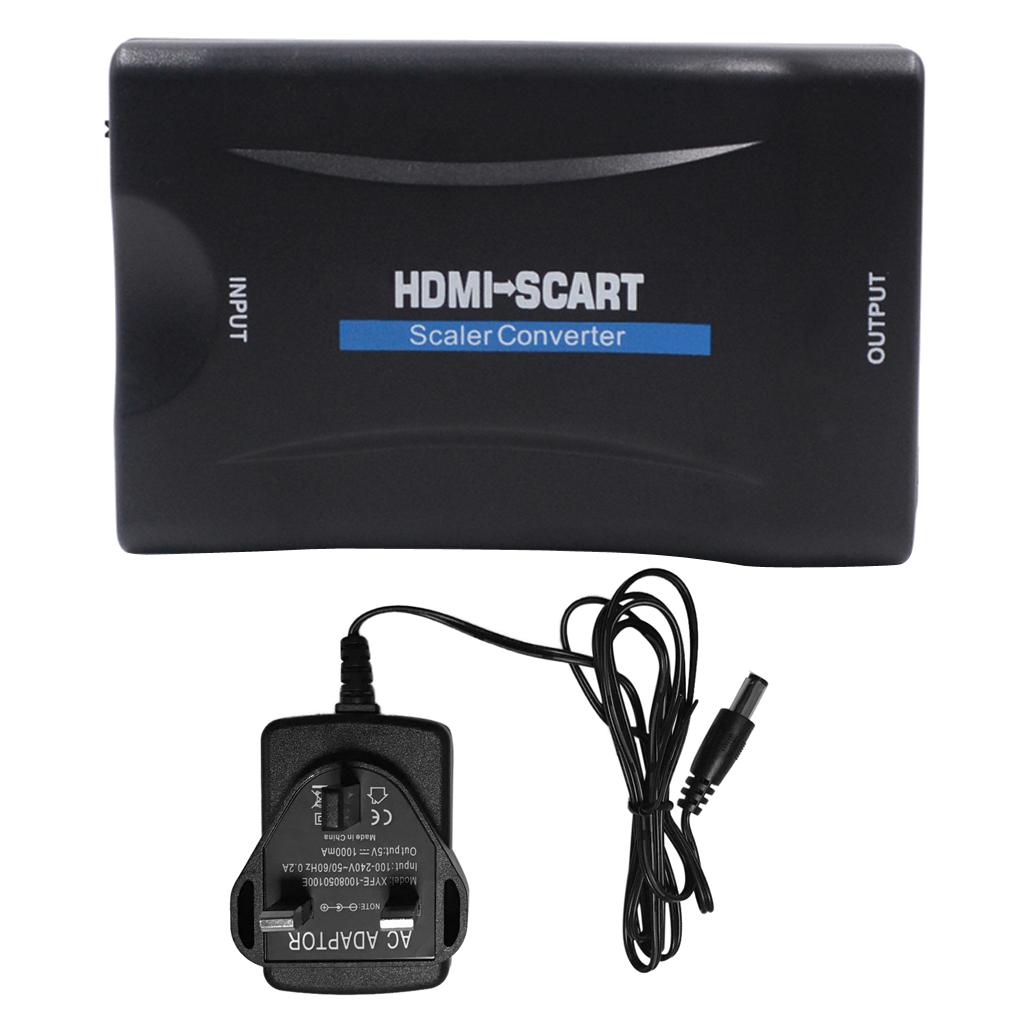 HDMI 1080p to Scart 60Hz HDMI Adapter Plug and Play Analog to Digital Converter Box Video Audio HDMI Scart Adapter Support PAL / NTSC for PS4 / PS3 / TV / DVD UK