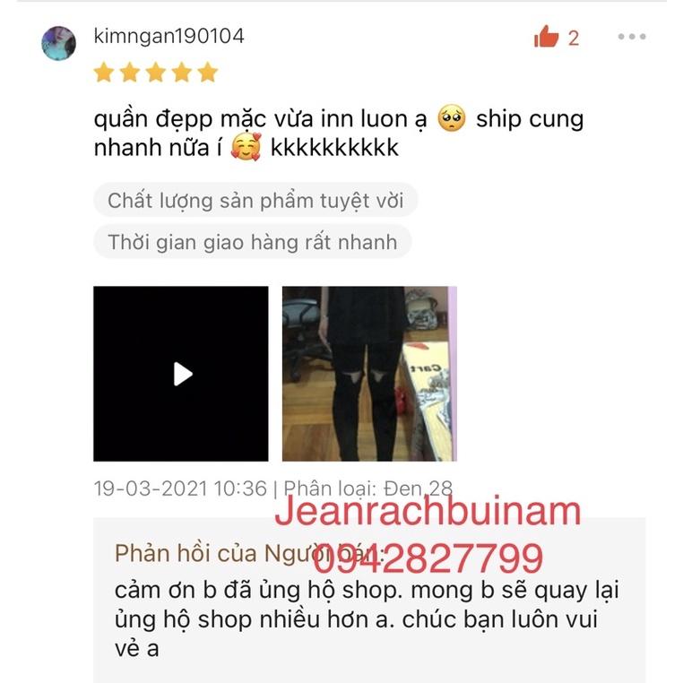 Quần jean nữ rách gối chữ thập lưng cao dáng skinny