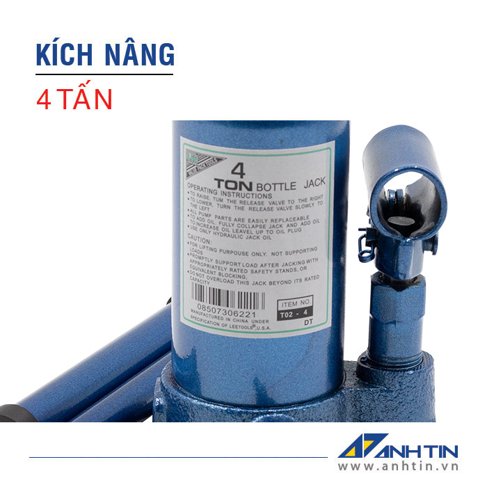 Con đội 4 tấn | Kích nâng xe ô tô xe tải | Kích thủy lực | 4 tấn | Chiều cao nâng 90mm | Chiều cao ren 60mm