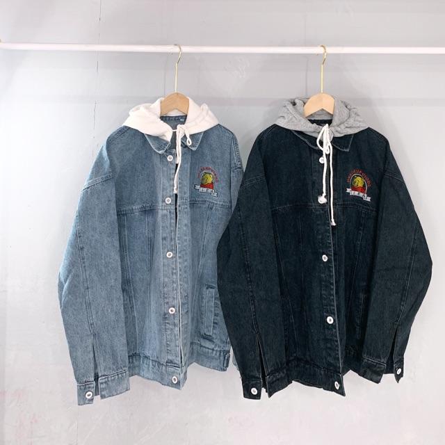 ảnh thật áo khoác jeans nón nỉ unisex