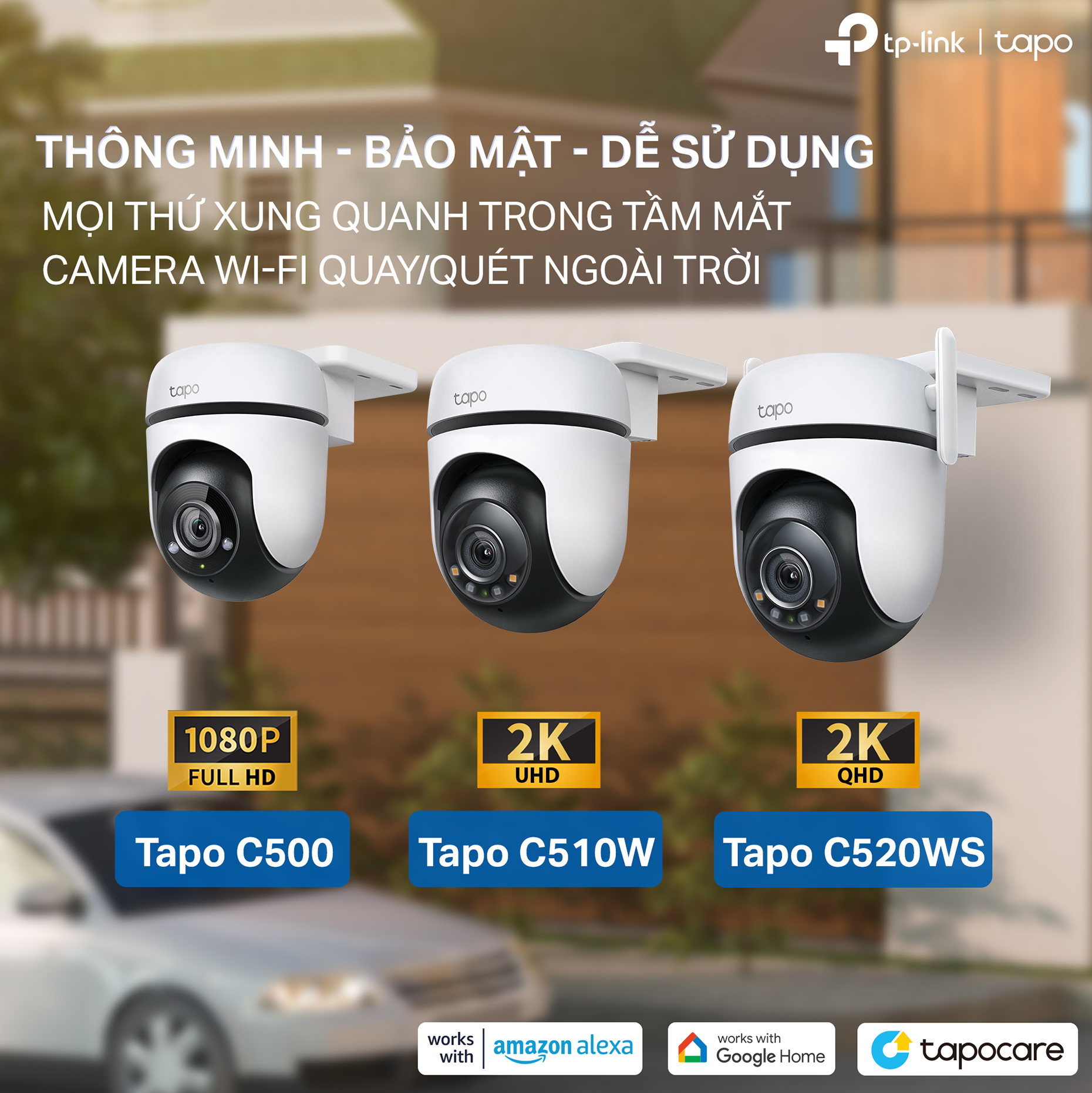 Camera WiFi TP-Link Tapo C510W / C520WS An Ninh Quay/Quét 360 Độ, Chống Nước - Hàng Chính Hãng