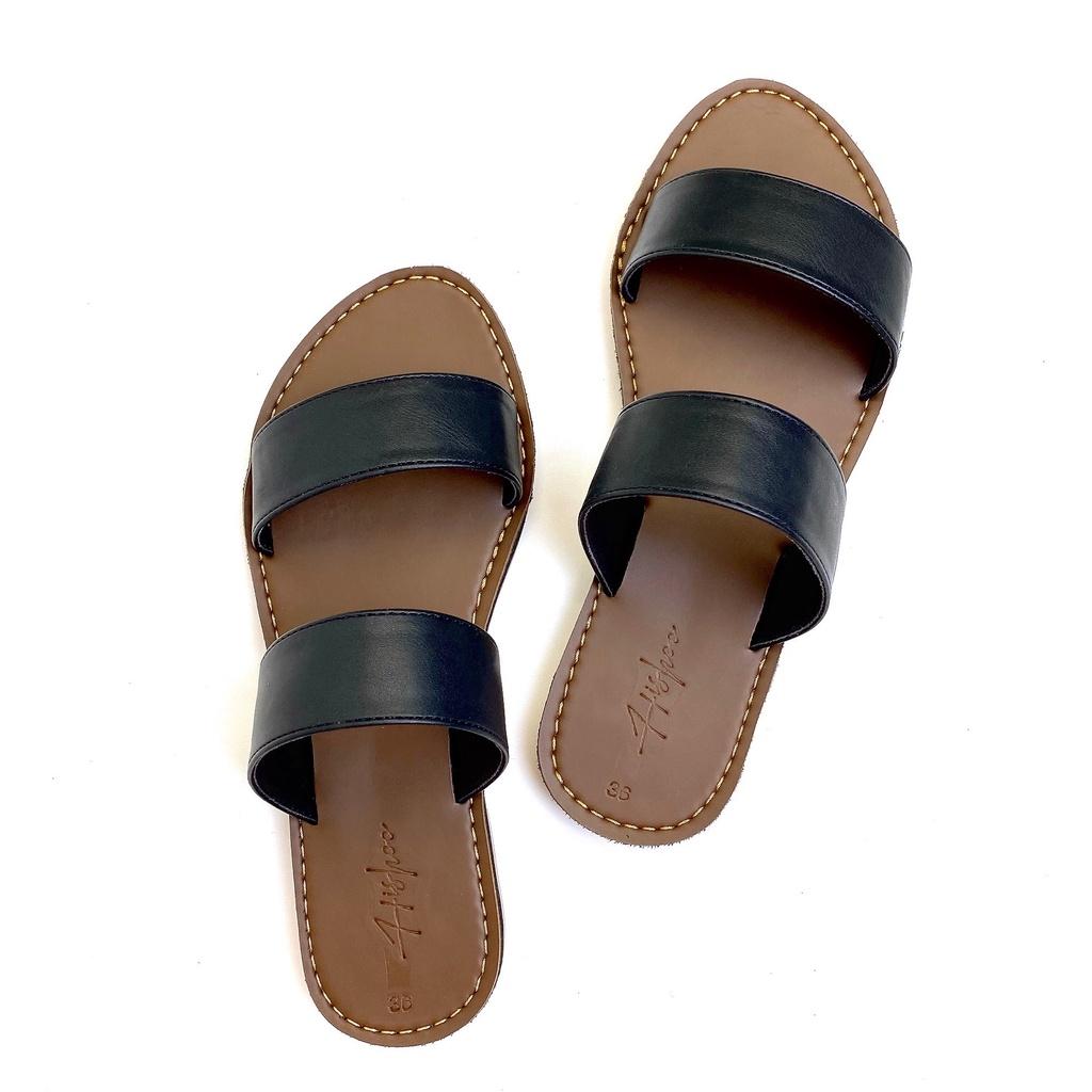 Dép nữ lê thấp dáng sandal đi biển quai ngang đế bệt cao cấp chính hãng có Bigsize S083