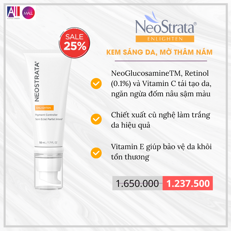 Kem làm sáng và ngăn tăng sắc tố da Neostrata enlighten pigment controller 50ml TẶNG mặt nạ Sexylook (Nhập khẩu)