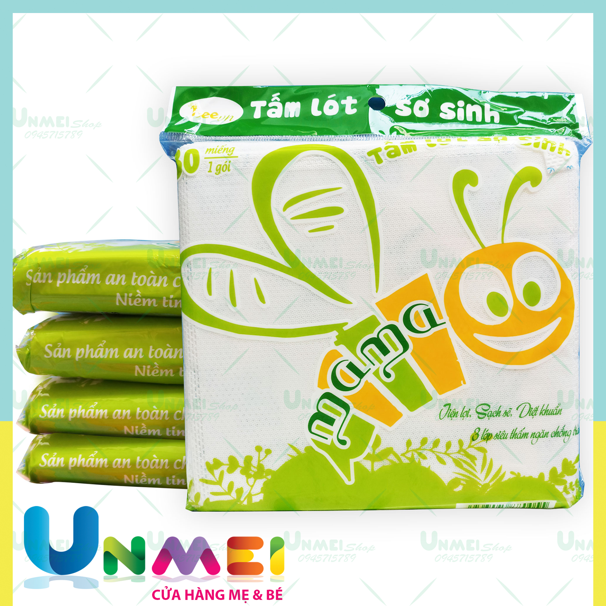 (Combo 6 Gói Tiết Kiệm) Gói 30 tờ miếng lót sơ sinh / lót phân xu Mama dùng 1 lần tiện lợi