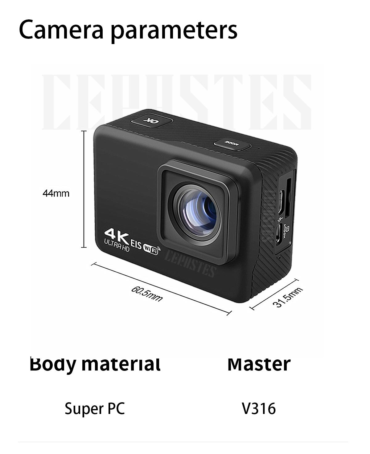 2023 Camera hành động mới 4K 60fps với màn hình điều khiển từ xa Máy ảnh máy ảnh thể thao chống thấm nước camera camera camera camera