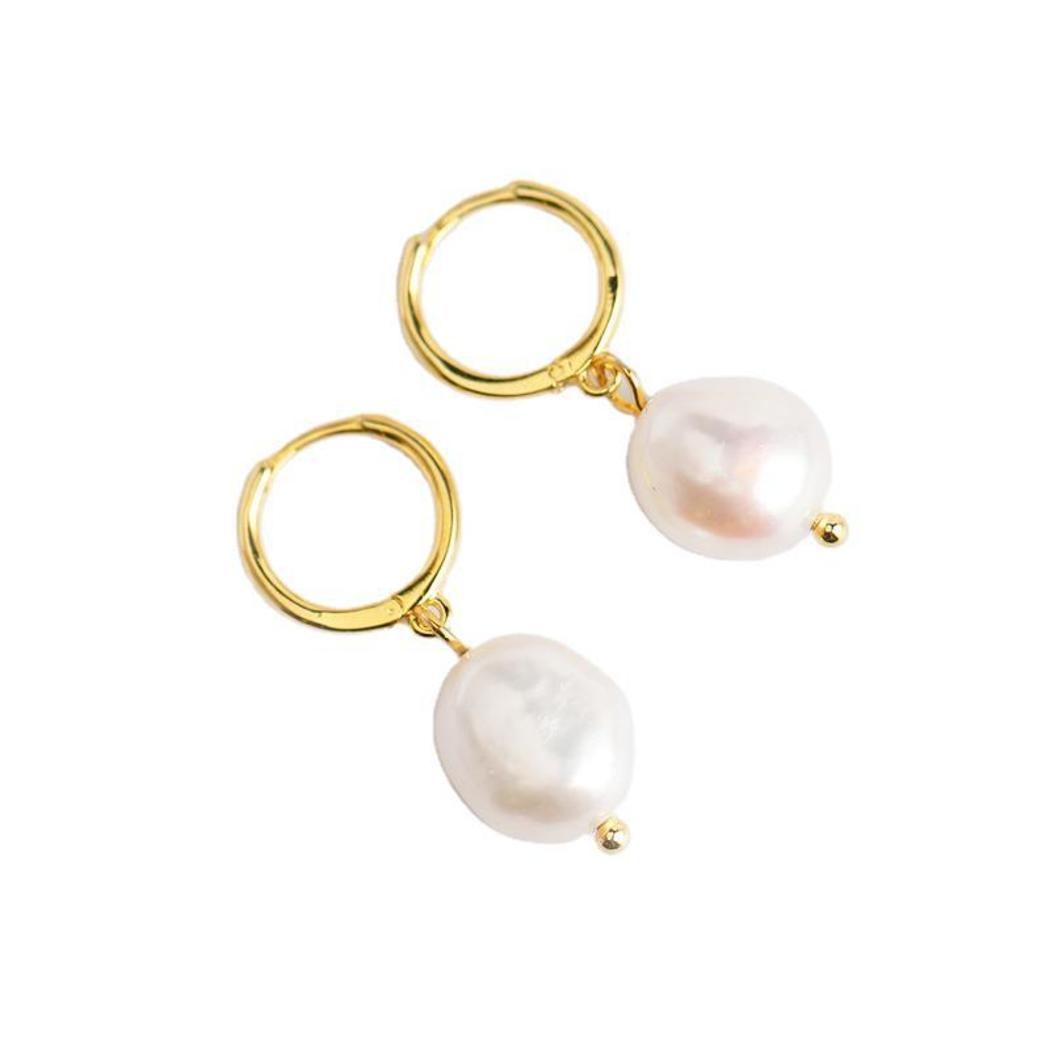 Bông Khuyên Tai Ngọc Trai Nước Ngọt Thiên Nhiên Cao Cấp - Kiểu Móc Baroque - Trang Sức Cô Tấm - ABBY PEARL - CTJ1610