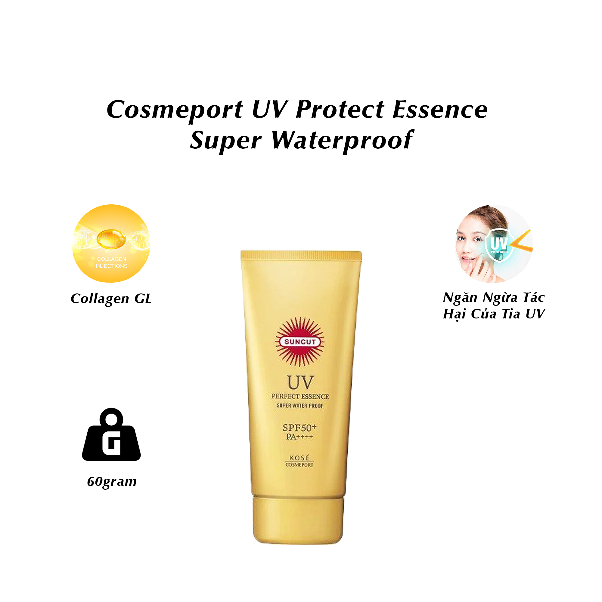 [NHẬT BẢN] Chống Nắng Dạng Tinh Chất Kosé Cosmeport UV Protect Essence Super Waterproof 60g