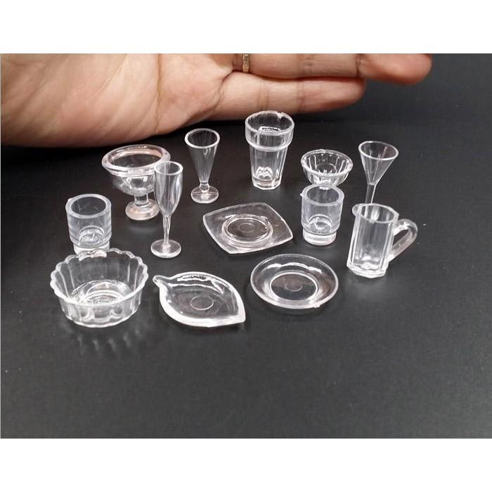 KHO-HN * Bộ mô hình các mẫu cốc ly nhựa size nhỏ trang trí nhà búp bê, re-ment, tiểu cảnh, đổ resin, móc khóa, DIY