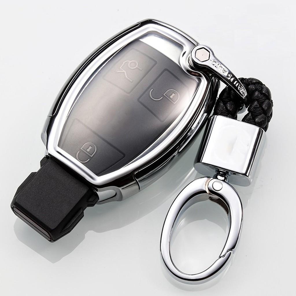 Ốp, bọc chìa khóa silicon màu tráng gương bảo vệ chìa khóa cho xe Mercedes…kèm móc đeo Inox