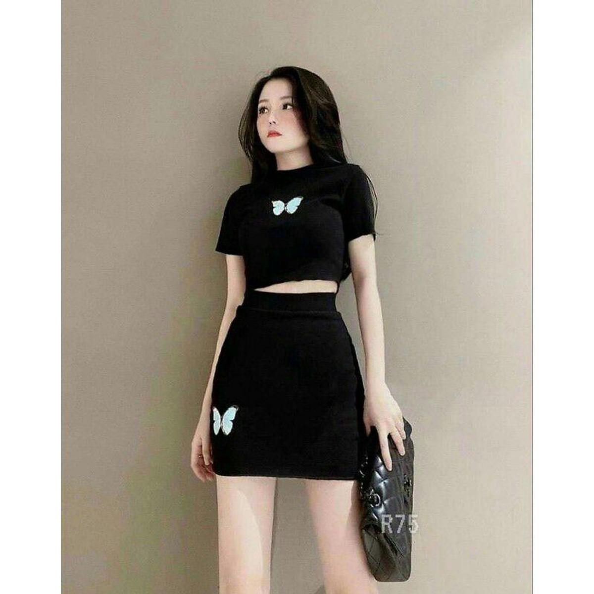 Set chân váy ôm kèm áo thêu hình - Mã: TVSTB02