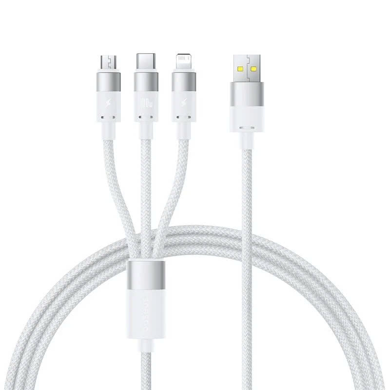 Cáp Sạc Đa Năng Baseus StarSpeed 1-for-3 USB-A to Type-C IP Micro 100W/2.4A/18W (1.5m) [hàng chính hãng