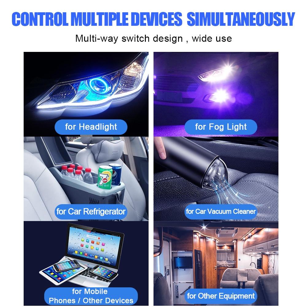 Bảng điều khiển công tắc đèn LED 4 cổng USB 12~24V chống nước trang trí nội thất xe hơi
