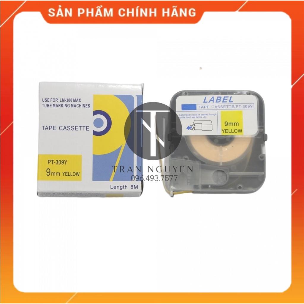 [Combo 5 cuộn] Băng nhãn in MAX PT-309Y - Đen nền vàng 9mm x 8m - Hàng nhập khẩu