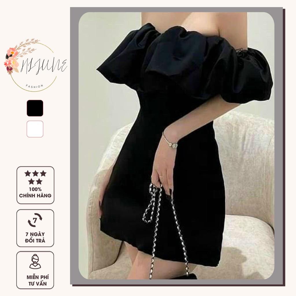 Đầm body trễ vai ngắn tay bồng váy babydoll ôm phối nhún ngực bánh bèo sexy dễ thương HIJUNE VD07