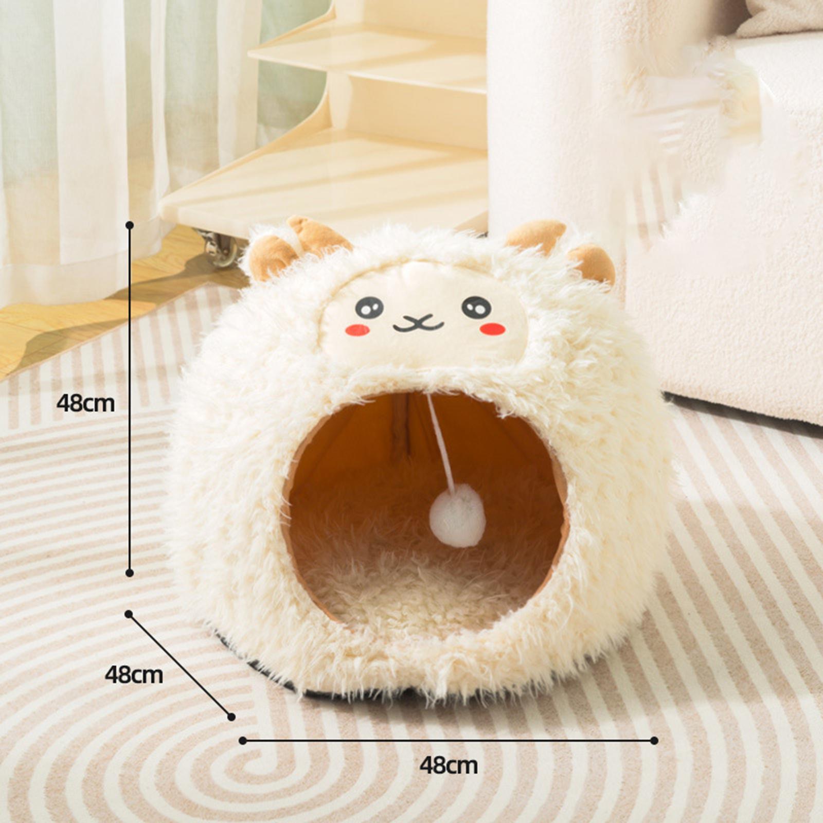 Fleece Lamb Shaped Cave Sleep Adorable Kennel for Pet Supplies Kitty Dog