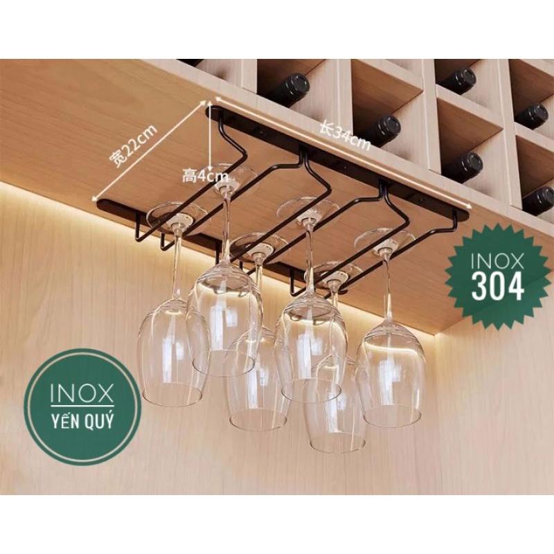 INOX 304 GIÁ KỆ TREO LY 3/4/5/6/7 HÀNG SÂU 22 / 27CM MÀU ĐEN CHỊU LỰC CHỊU NƯỚC TỐT