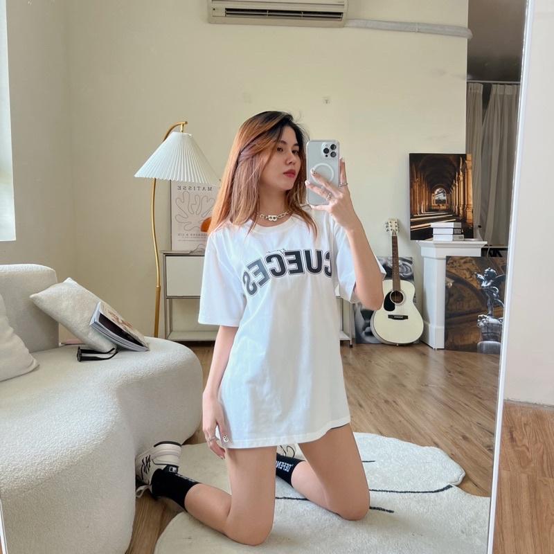 Áo thun ALTHOUGH form unisex, in chữ CUECES, chất vải Cotton 100% thoáng mát