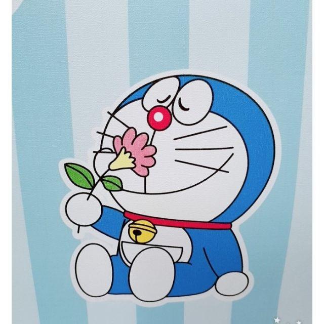 10m giấy dán tường doremon sọc tinh nghịch có sẵn keo khổ 45cm