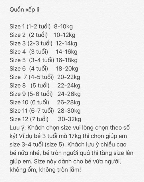 Quần túi xếp li cho bé trai bé gái Q005 (có bảng size ở hình cuối)