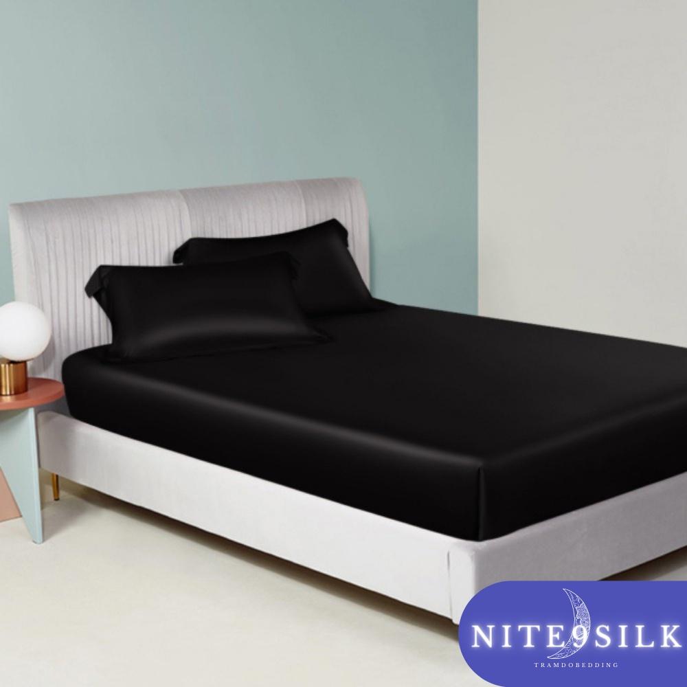 Bộ Chăn Ga Gối Lụa Sang Trọng Đẳng Cấp - Chăn Giường Màu Đen - Nite9 Silk