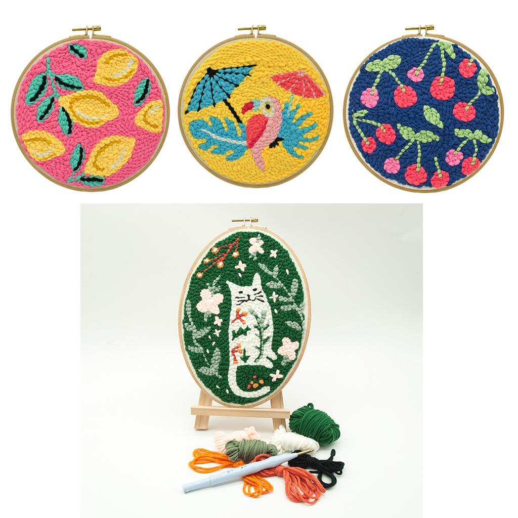 Punch  Kits with Punch Embroidery Wood Hoop DIY Crafts