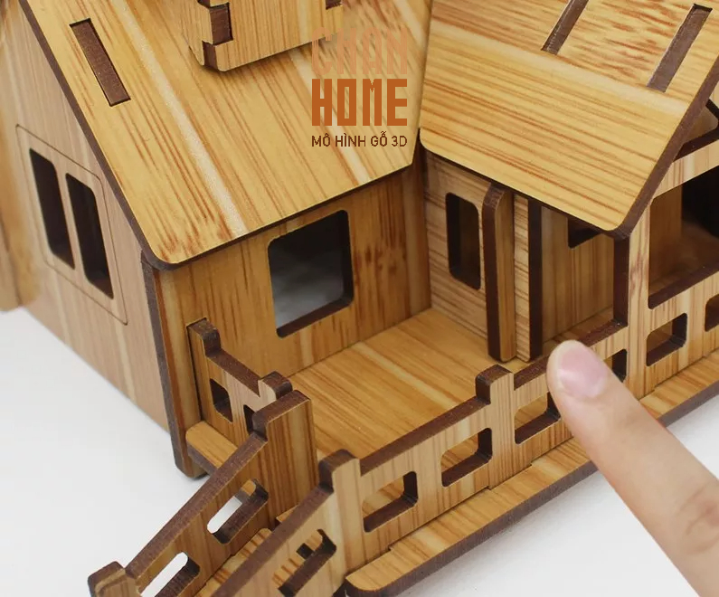 Lắp ráp mô hình gỗ 3D ngôi nhà tuổi thơ Cối xay gió phát triển trí thông minh sáng tạo của bé