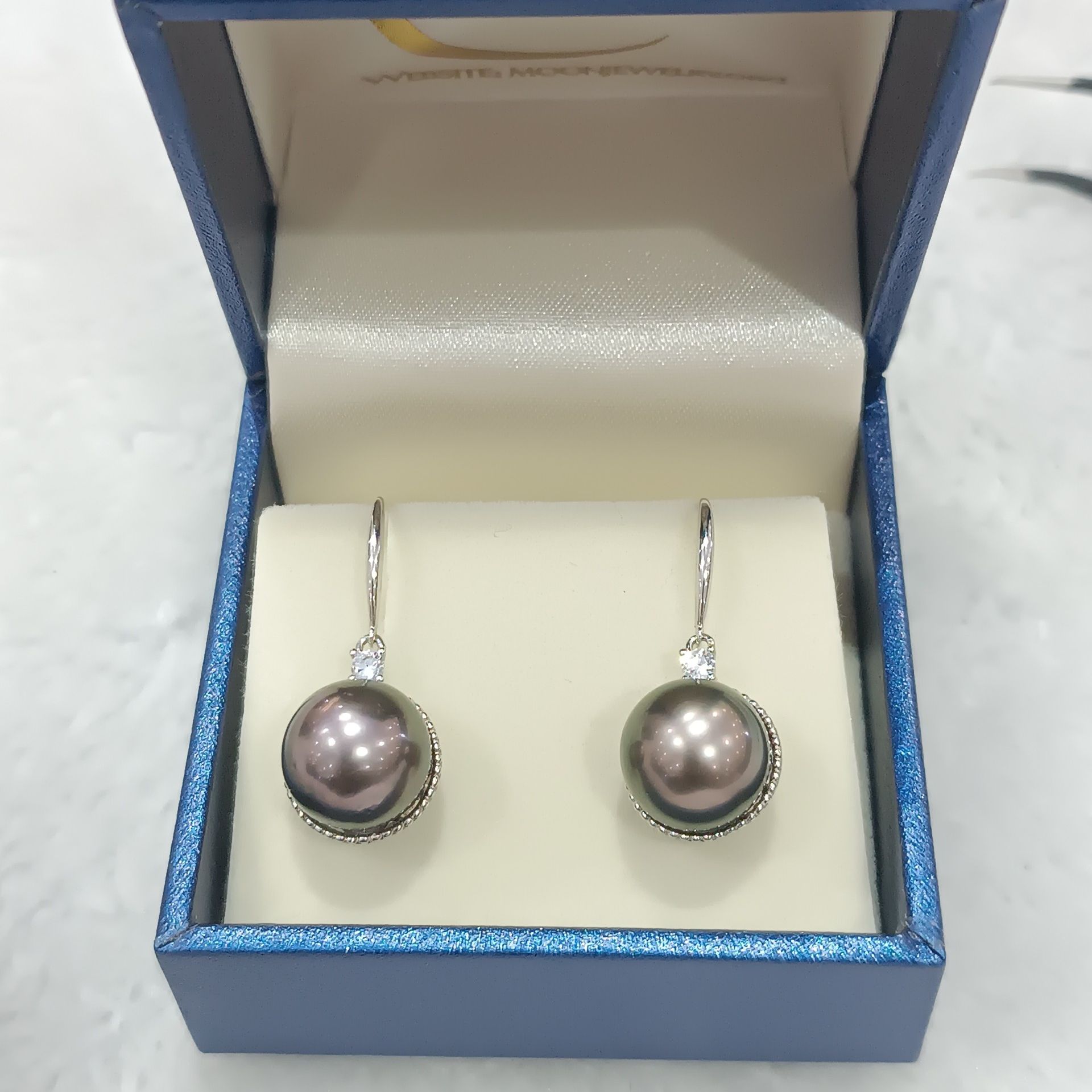 Bông tai ngọc trai nước mặn Tahiti ánh nâu (BNT0152) - MOON Jewelry