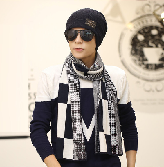 Khăn choàng nam cao cấp thời trang Hàn Quốc màu  sọc đen trắng dn19121521