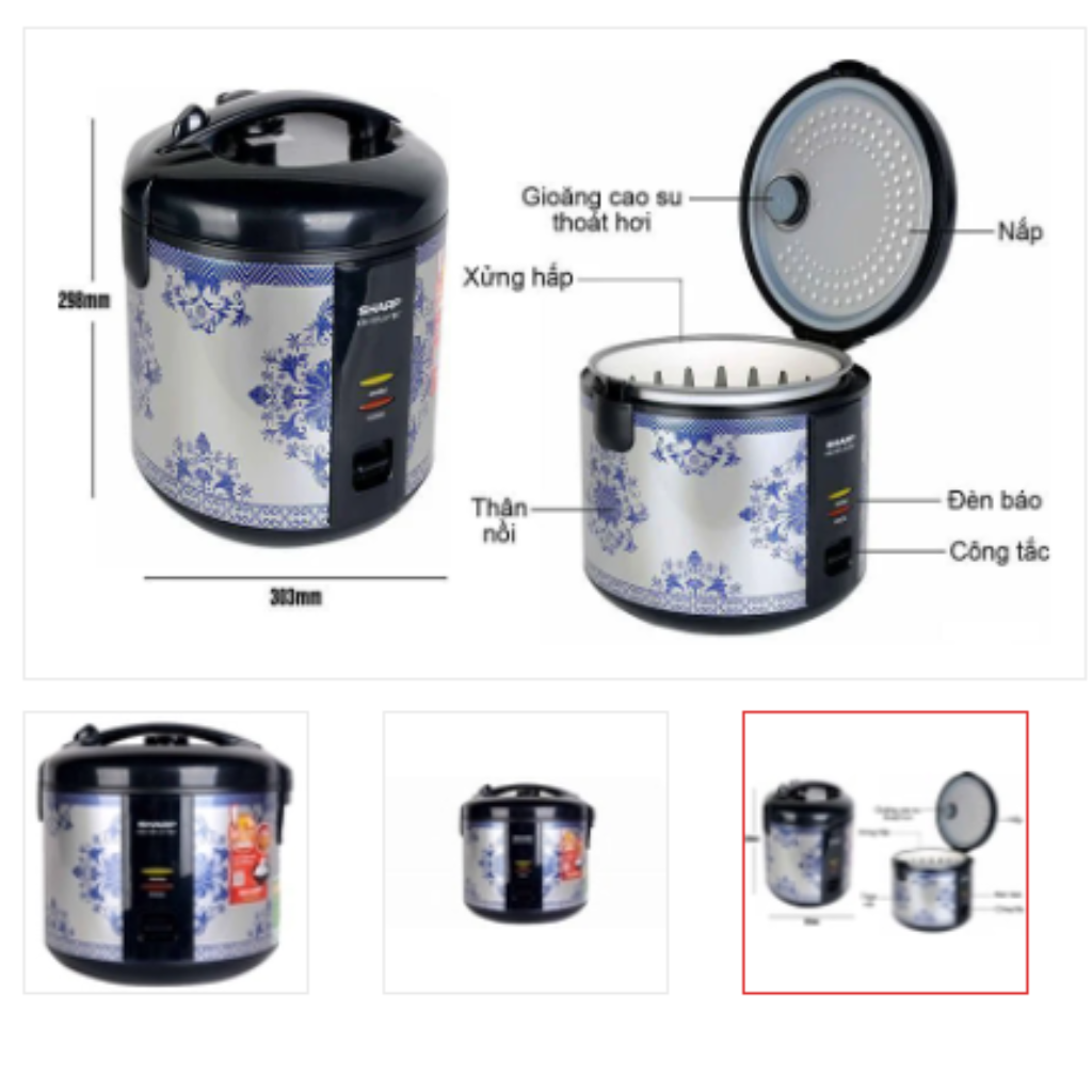 Nồi Cơm Điện Nắp Gài Sharp KS-19TJV BC - Hàng Chính Hãng