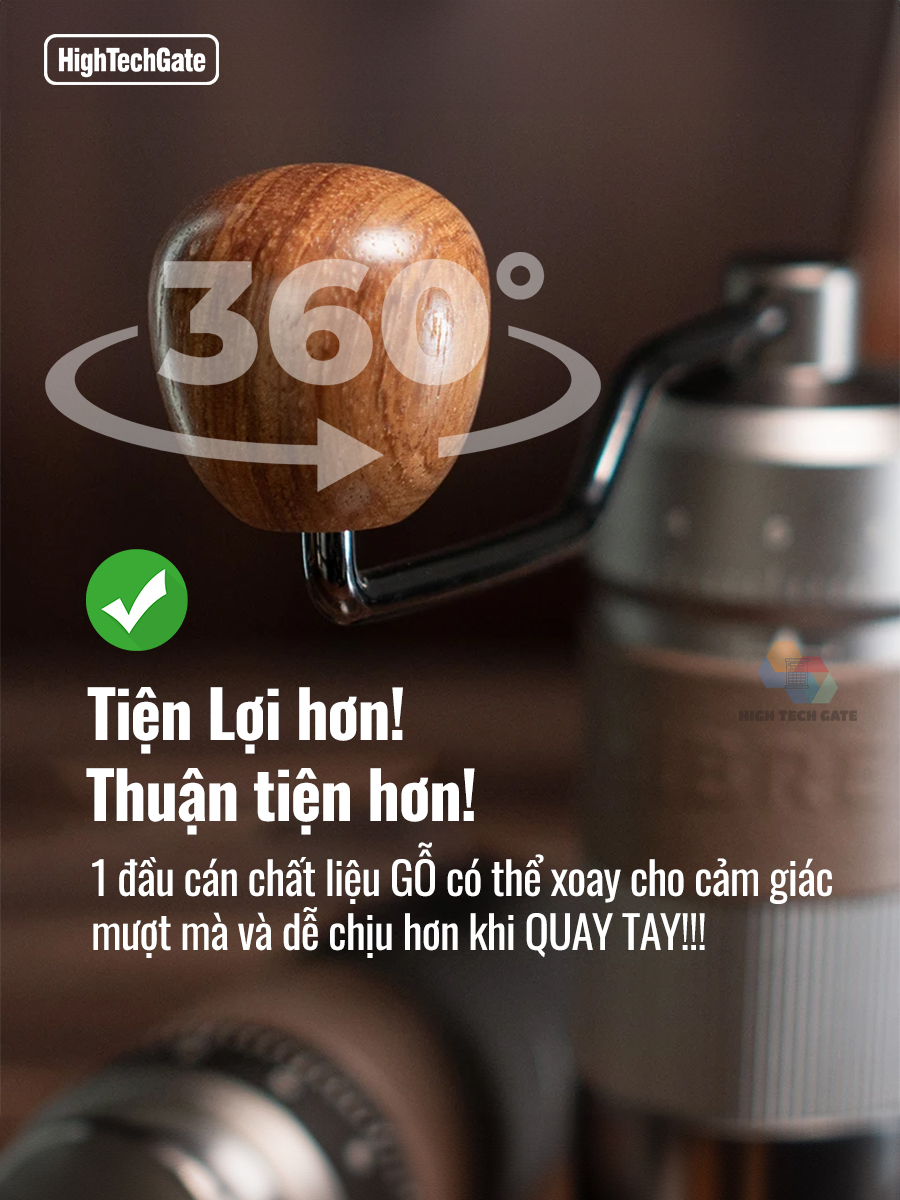 Máy Xay Cà Phê Cầm Tay G4B Toàn Bộ Kim Loại Cao Cấp, Hệ Thống 6 Cánh Core Kép, 55 Cấp Độ 11 Level, Hàng Chính Hãng