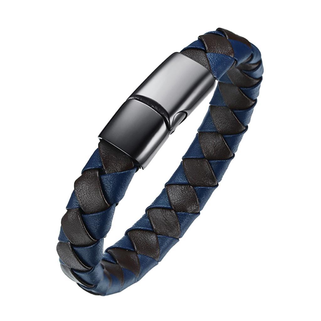 Mens Stainless Steel Bracelet Leather Bracelet Mens Gifts As Described