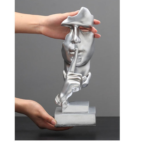 Tượng trang trí 3D thủ công mỹ nghệ "Im lặng là vàng"