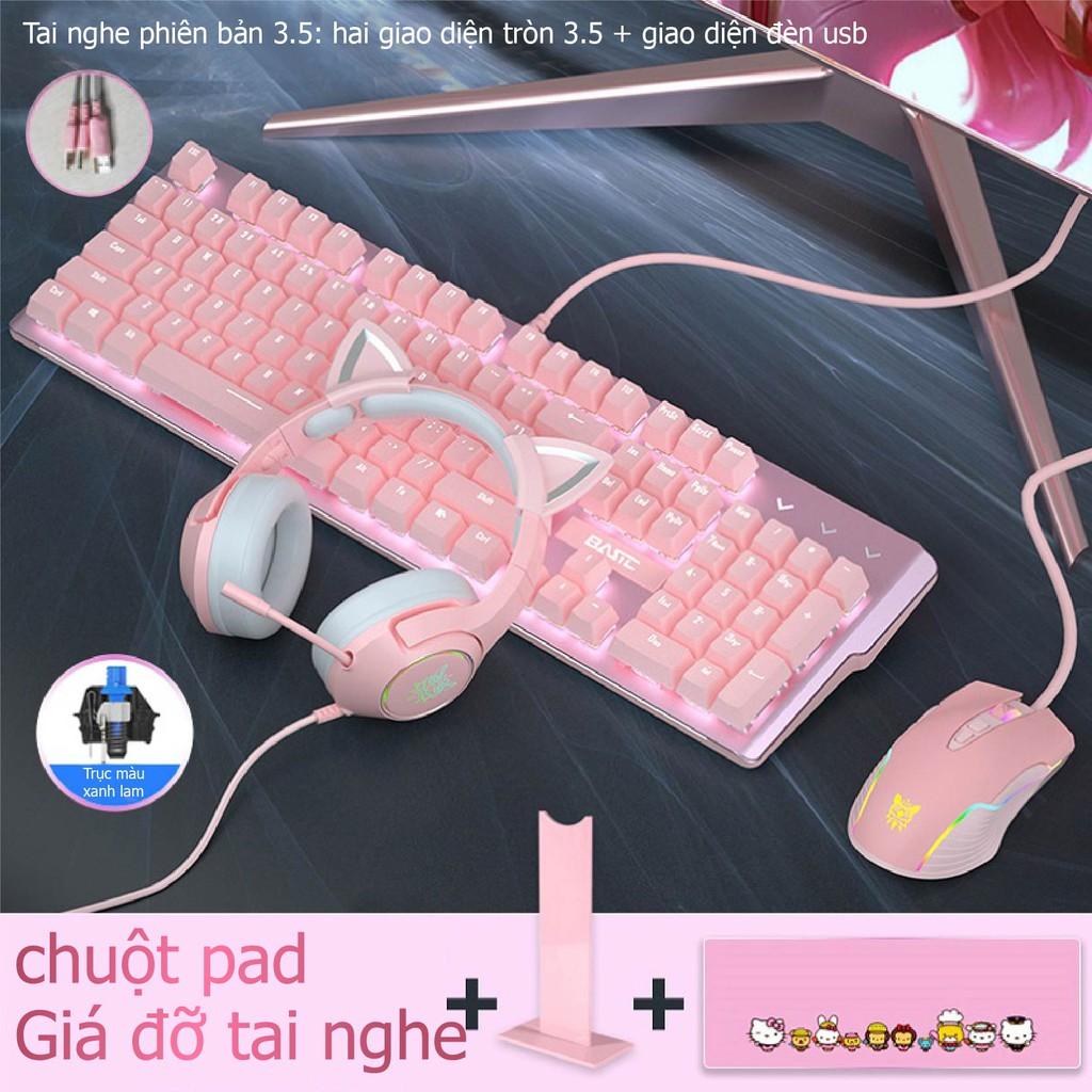 Bàn phím chơi game LED Chuột Máy Tính  tai nghe mèo Bộ Bàn Phím Gaming có dây [Hàng chính hãng