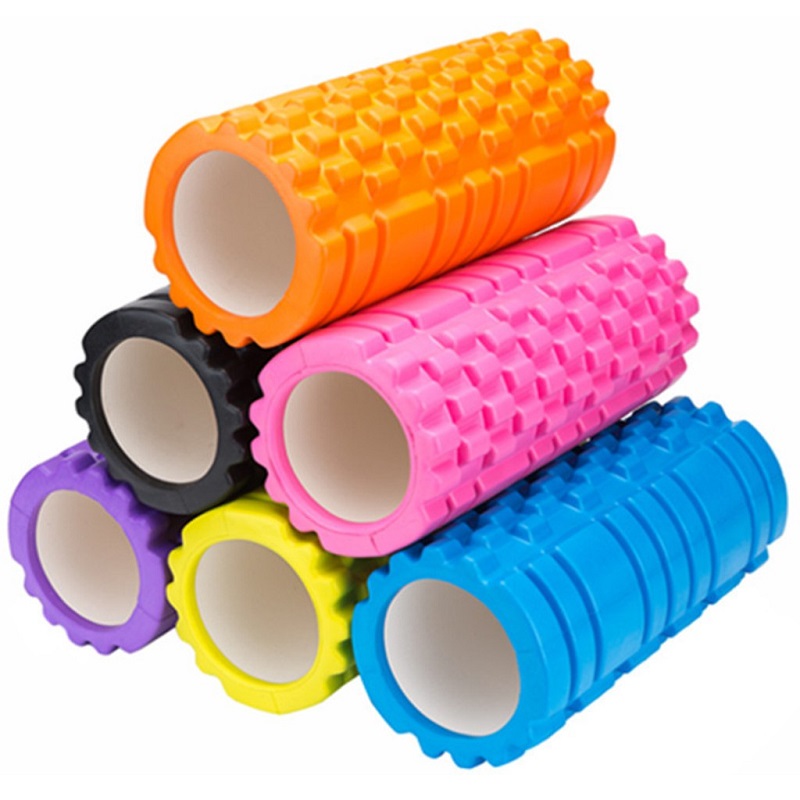 Con lăn Yoga Massage Foarm Roller, ống trụ lăn xốp gai dẹt 33 x 14cm giãn cơ có gai roam rollet cao cấp chịu lực cao