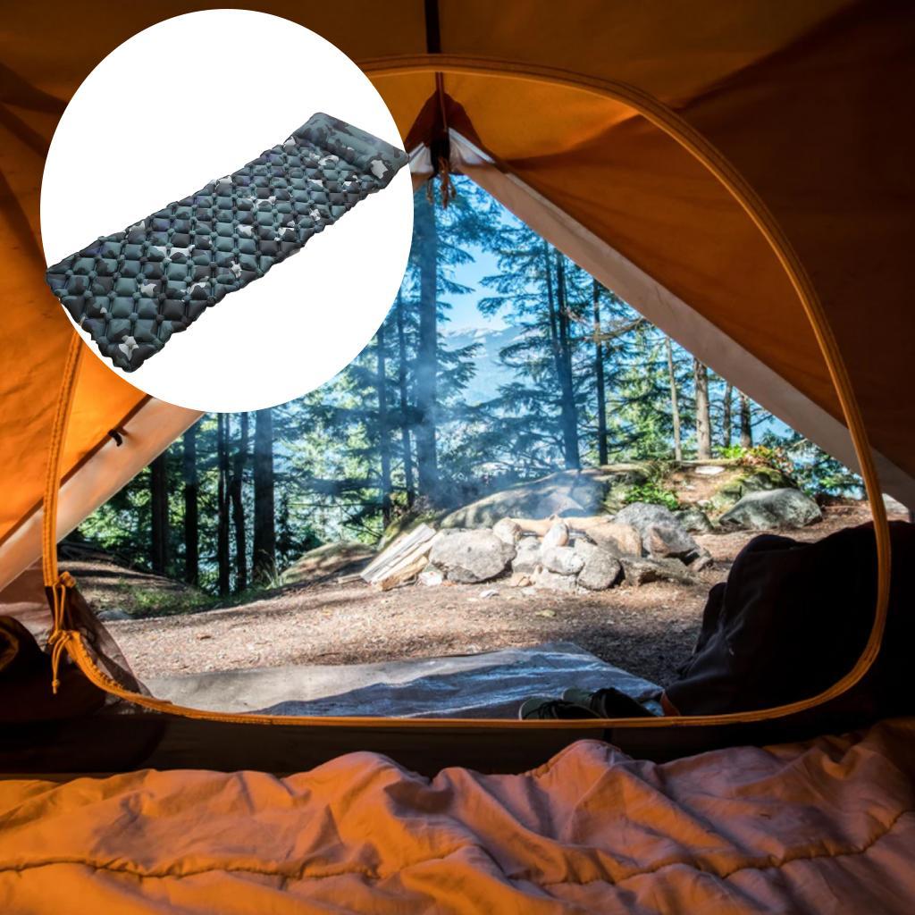 Compact Inflatable Camping Mattress Sleeping Pad with Pillow Nylon+TPU Trekking Travel Air Mat Camping Mat Air Mattress Waterproof Foldable Furniture