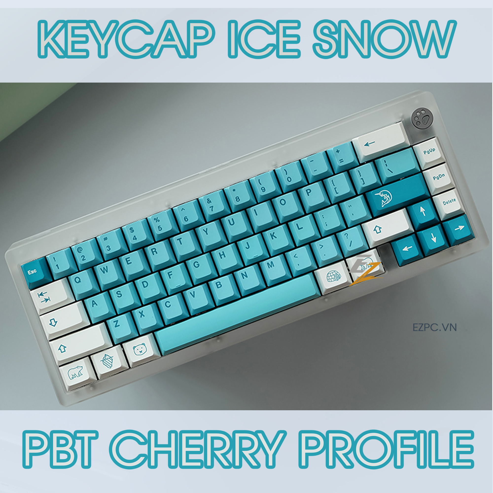 Keycap Cho Bàn Phím Cơ  Ice Snow Thick PBT Cherry Profile 125 Phím