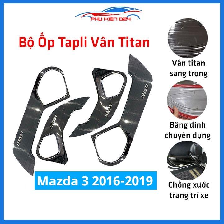 Bộ ốp tapli Mazda 3 2016-2017-2018-2019 vân Titan chống xước va đập khi mở cửa và làm đẹp xe