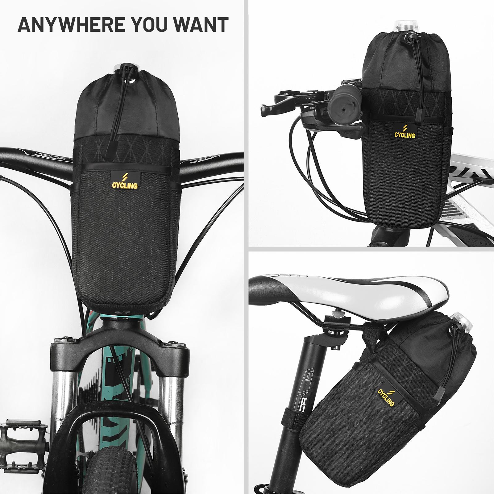 Bicycle Water Bottle Bag Bike Bottle Holder Bag Cooler Bag Bike Seat Bag Pouch for MTB Mountain Road Bike Scooter